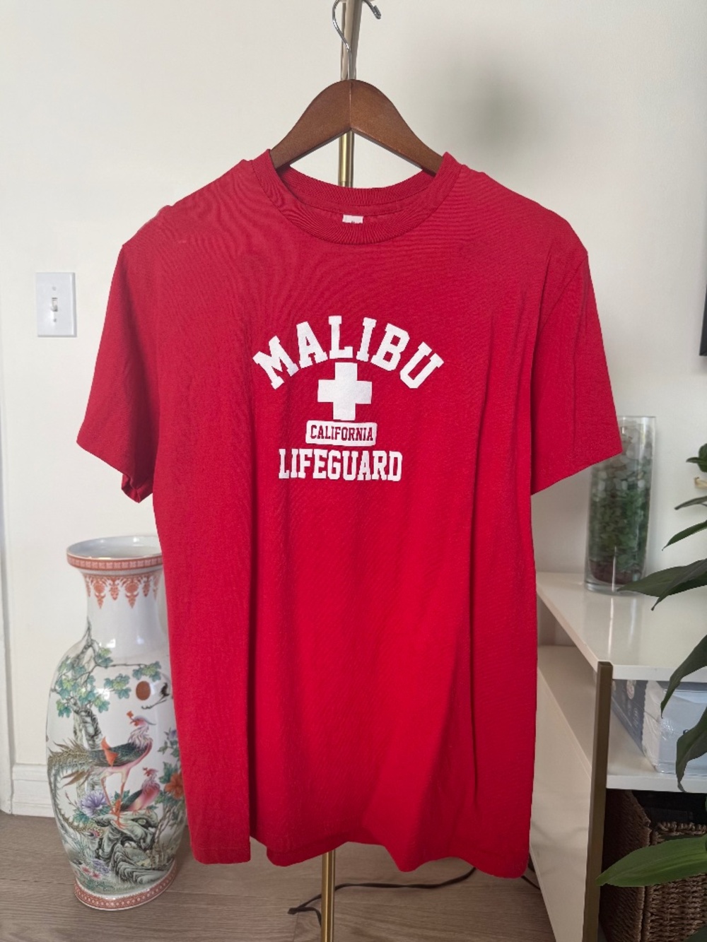 Malibu California Lifeguard Graphic Tee | Red | Medium